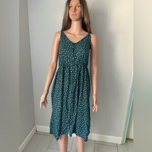 Roxy Teal Polka Dot Midi Dress